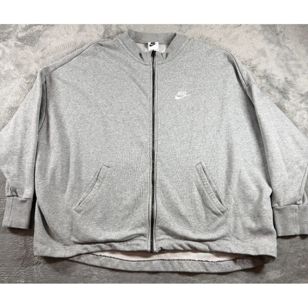 Nike Gray Full Zip Bomber Jacket Mens Large L Athletic Casual